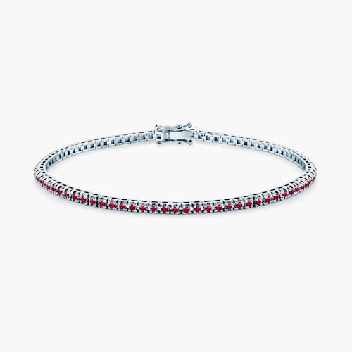Bransoletka tenisowa Luminy 2,3mm: białe złoto, rubiny